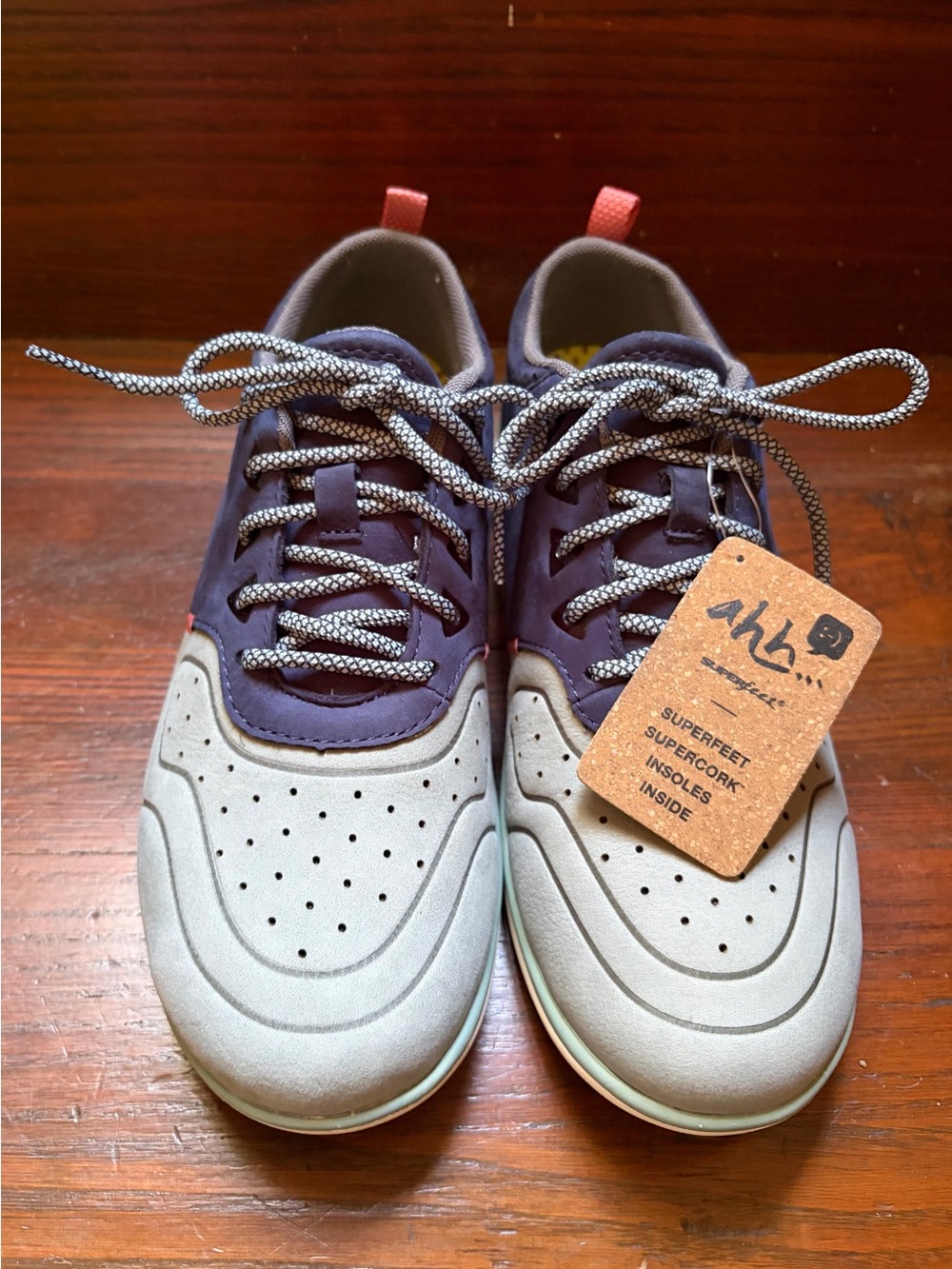 Superfeet Womens Beech Sneaker Shoes Oxford Style Comfort Blue Grey Size 8 NWT